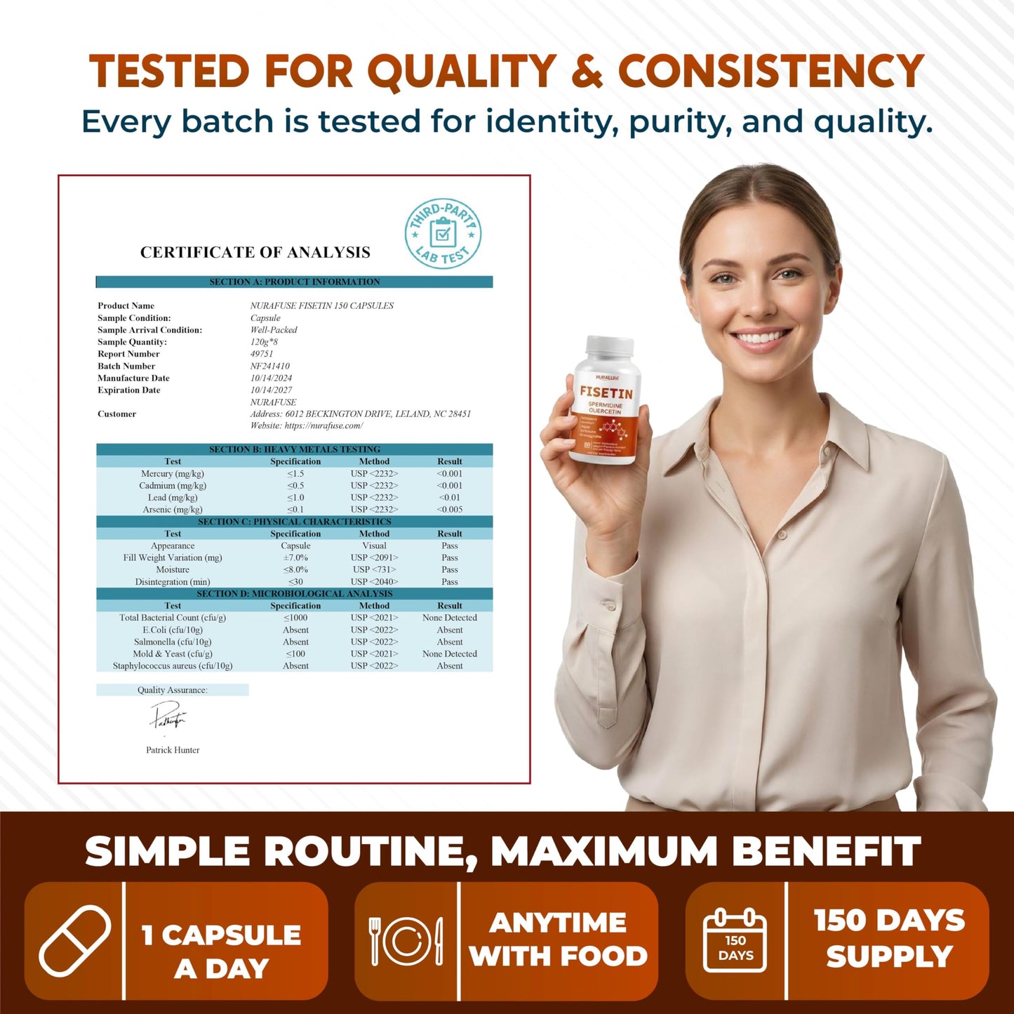 NURAFUSE Fisetin 10-in-1 Formula - with Spermidine Quercetin Resveratrol, Elderberry, Turmeric Non-GMO, Gluten-Free, Soy-Free
