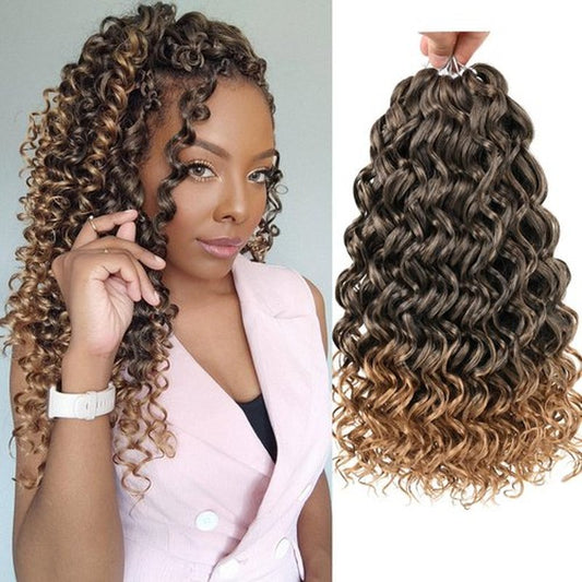 ZRQ GoGo Curl Crochet Hair 14 Inch Curly Crochet Hair T27,8 Packs Ocean Wave Crochet Hair Natural Hairstyles,Ombre Beach Curl Water Wave Deep Twist Crochet Hair Extensions(14 Inch,T27)