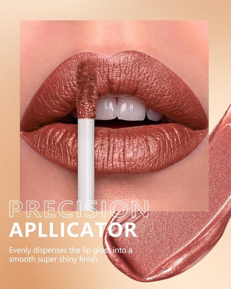 MAKI YIKA Metallic Lipsticks Long Lasting Brown Lipstick for Women, High Shine Glitter Lipstick No Smudge Transferproof iquid Lip Gloss (BR09 Celebration)