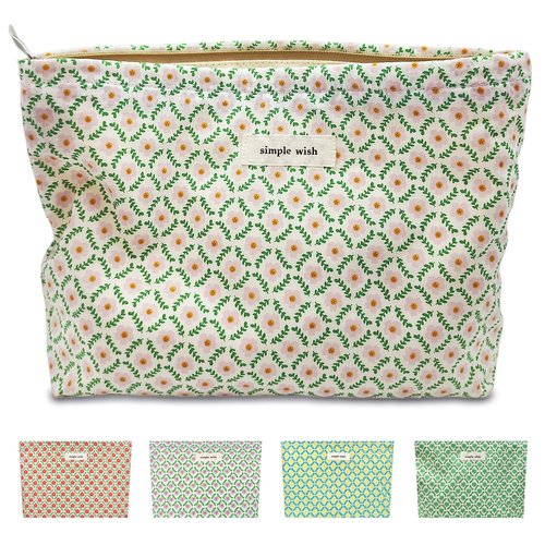 STARDW Flower Cosmetic Bags Makeup Bags for Women,Travel Makeup Bag Large Capacity Canvas Makeup Bag,Makeup Organizer Bag Zipper Pouch (Pink Floral)