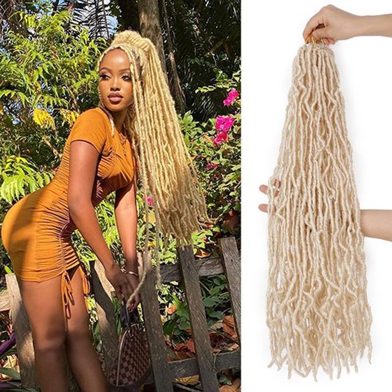 Blonde Faux Locs Crochet Hair 26 Inch Soft Locs Hair 7 Packs Goddess Locs Hair Extensions