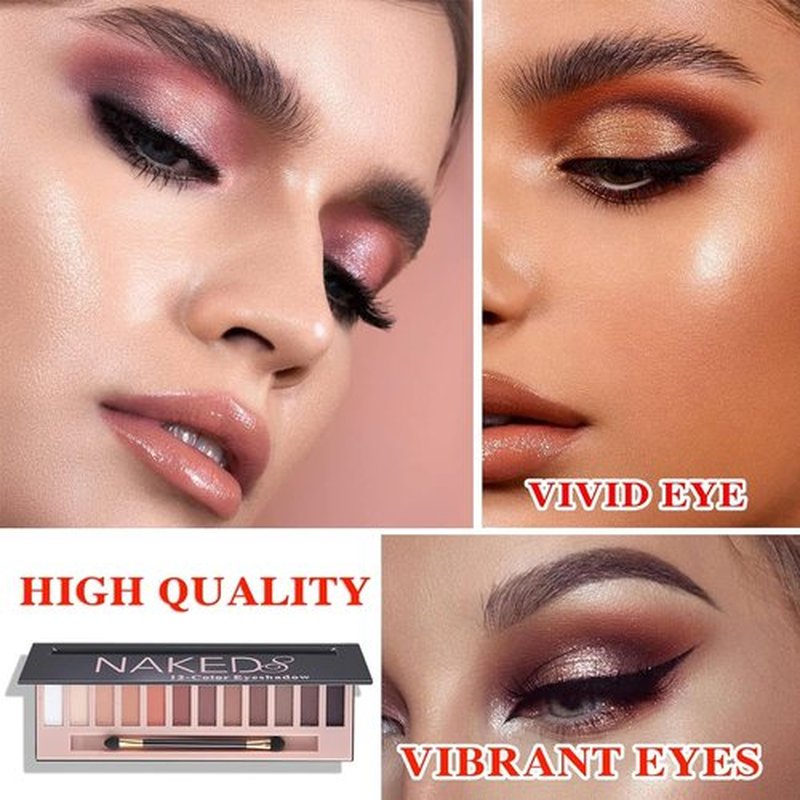 Professional Makeup Eyeshadow Pallet Kit, All About Colorful Matte Shimmers Eye Makeup Palette, Natural Make Up Eye Shadows Cosmetics Gift Smokey Pallet Set, Safe for Sensitive Eyes (12-color -3)