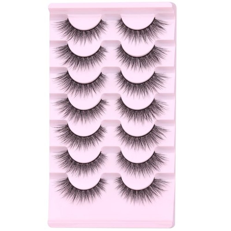 Lashes Wispy Natural False Eyelashes Mink Lashes 7 Pairs Cat Eye Lashes 3D Soft Lightweight Lashes Reusable Strip Lashes by EYDEVRO