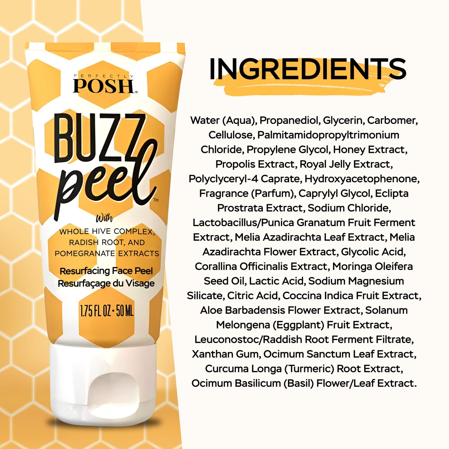 Perfectly Posh - Buzz Peel Resurfacing Face Peel - Exfoliating Facial Peel with Glycolic and Lactic Acids and Honey Complex - 50ml
