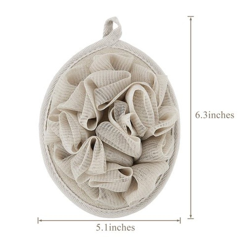 Boao 6 Pieces Bath Shower Pouf Sponge Mesh Pouf Shower Ball Exfoliating Body Sponge Pad Shower Scrubber Ball Shower Glove with Flower Bath Ball (Khaki, Coffee, Pink)
