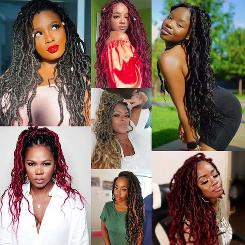 ZRQ Faux Locs Crochet Hair 16 Inch 7Packs Soft Locs Crochet Braids Hair for Women Pre-Looped Goddess Locs Crochet Hair With Curly Ends Synthetic Braiding Hair Extensions (16",1B#)