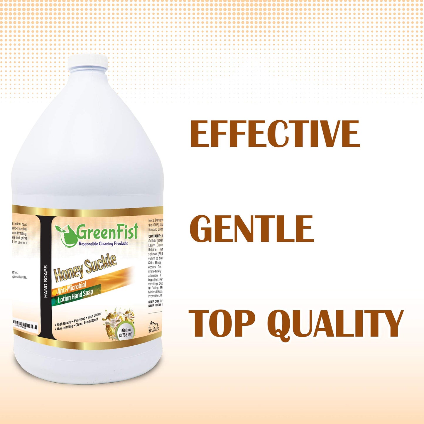 GreenFist Lotionized Hand Soap [ Liquid Gel Refill ] Made in USA, 128 Ounce (1 Gallon) (Honey Suckle)