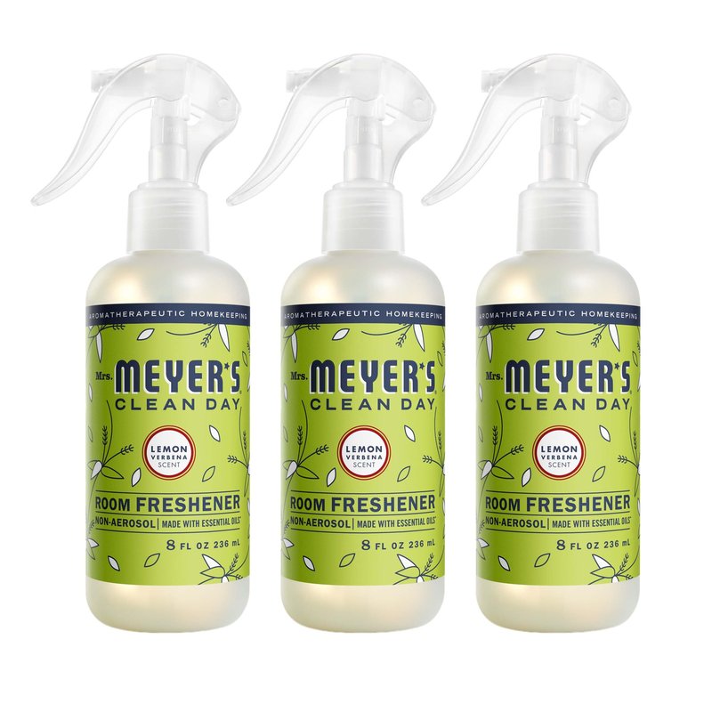 MRS. MEYER'S CLEAN DAY Room Freshener, Lemon Verbena Scent, 8 Ounce Non-Aerosol Spray Bottle (Pack of 3)
