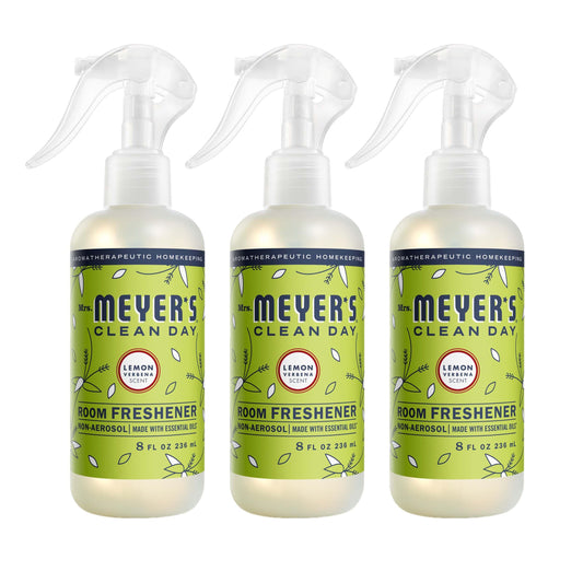 MRS. MEYER'S CLEAN DAY Room Freshener, Lemon Verbena Scent, 8 Ounce Non-Aerosol Spray Bottle (Pack of 3)