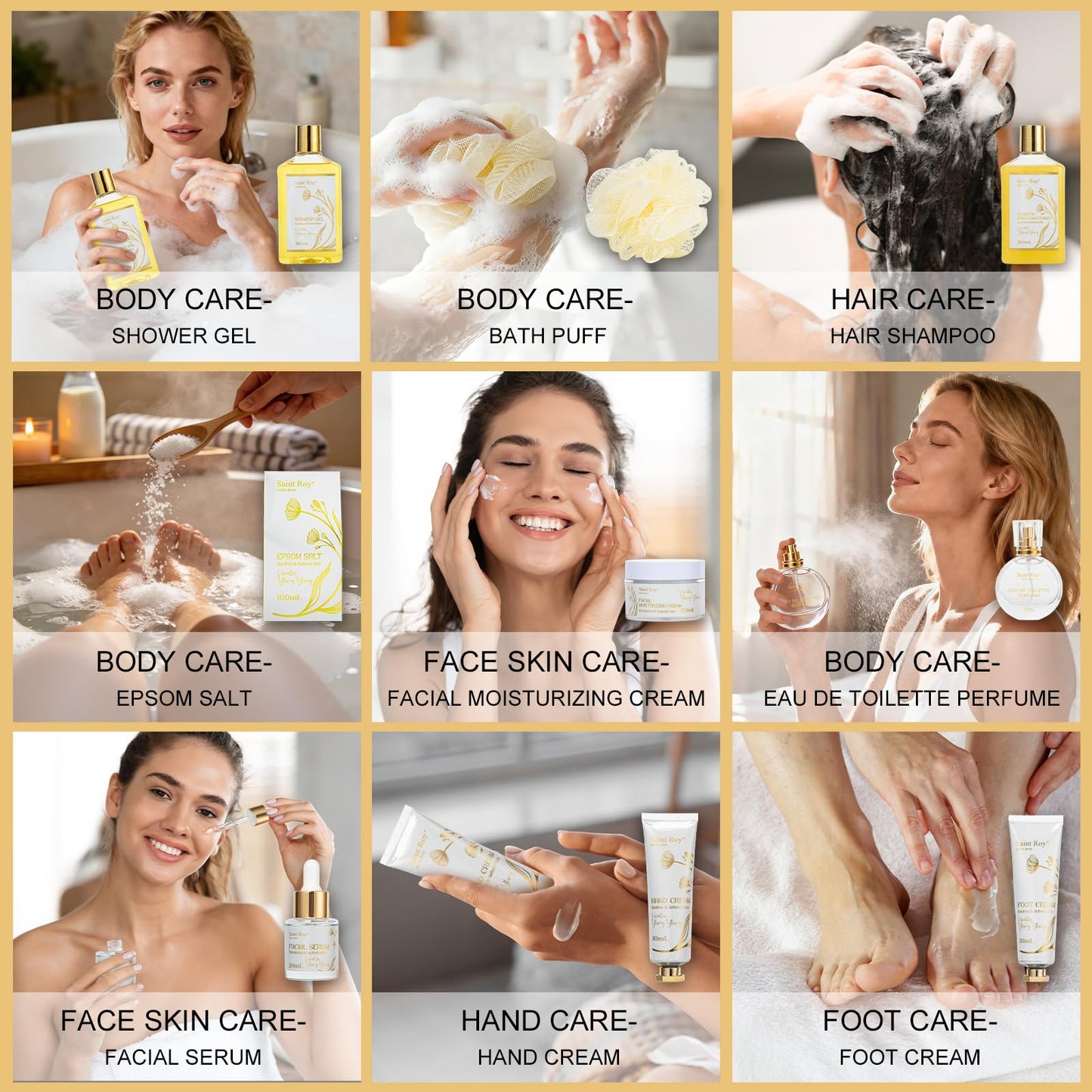 23Pcs Bath and Body Vanilla YLANG YLANG Gifts for Women, Spa Gift Basket