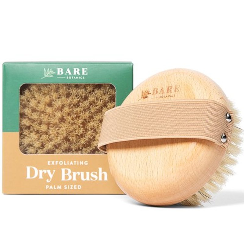 Bare Botanics Dry Body Brush for Lymphatic Drainage | Gentle Exfoliation for Soft Skin | Ergonomically Designed with Elastic Strap | Soft but Firm Natural Boar Bristles
