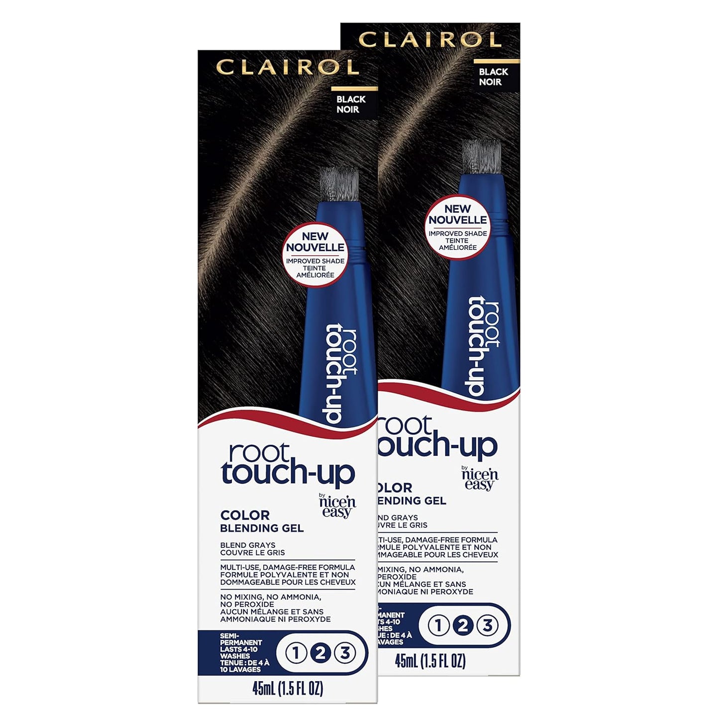 Clairol Root Touch-Up Semi-Permanent Hair Color Blending Gel, 4 Dark Brown, Pack of 2