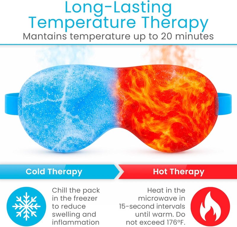 Heated & Cooling Eye Mask - Reusable Gel Pack for Tension Relief | Hot & Cold Therapy for Sleep, Dark Circles, Puffiness