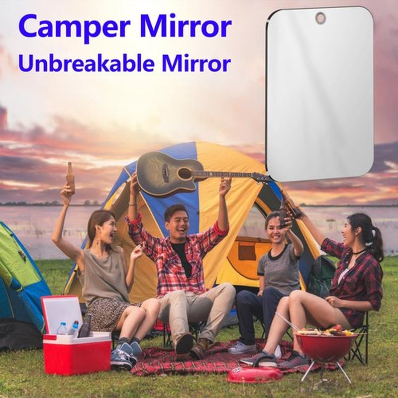 quegau Shatterproof Shower Mirror for Shaving with Hook (Medium 8x6 inch) 40% Cheaper Than The Original,Unbreakable Deluxe Plexiglass Makeup Mirror,Bathroom Wall Hanging,Portable Handheld Camping