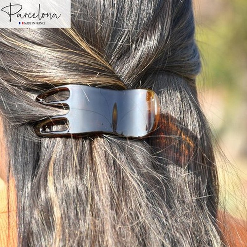 Parcelona French Simply Bear Paw Tortoise Shell Celluloid Medium Side Slide In Jaw Yoga Hair Claw Clip for Fine Hair
