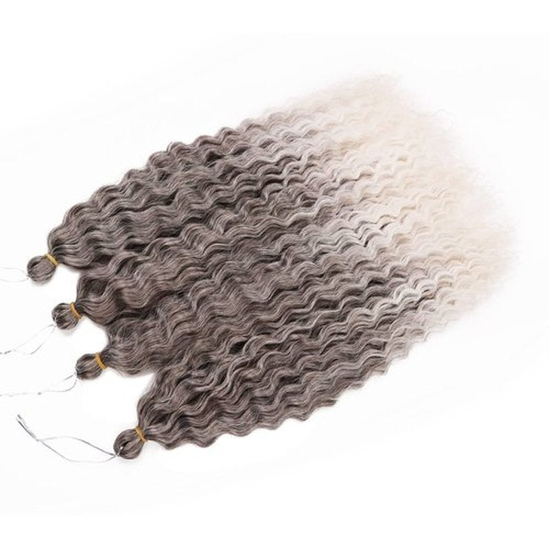 MAYSA Ombre Grey Curly Crochet Hair 22inch 6Packs Ocean Wave Crochet Hair Wavy Synthetic Crochet Hair Ombre Chocolate Brown Mix Ash Silver #4/56C