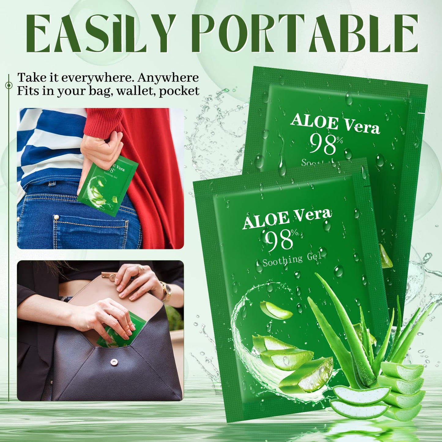 Siifert 60 Pcs Travel Size Aloe Vera Gel 98% Organic After Sun Moisturizer for Face, Body, Soothing Hydrating Lotion Bulk for Travel, Summer Vacation, Sunburn Relief, Skin Care Gifts