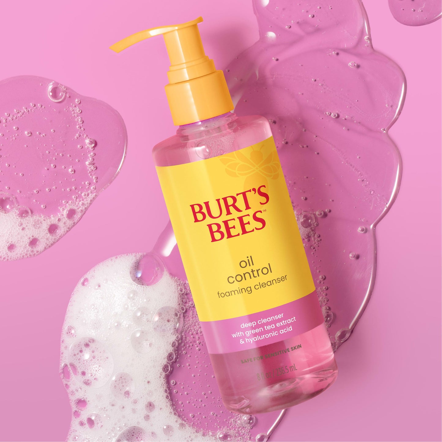 Burt's Bees Oil Control Foaming Cleanser; For Oily Skin; Safe for Sensitive Skin; Deeply Cleanses, Includes Green Tea Extract and Hyaluronic Acid; 8 Fl. Oz.