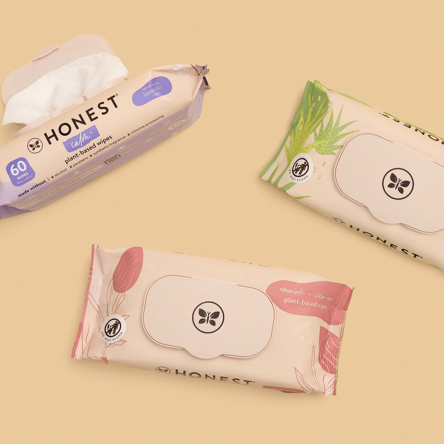 The Honest Company Calm and Cleanse Naturally Scented Wipes, Cleansing Multi-Tasking 99% Water Plant Based Hypoallergenic, Lavender, 60 Count