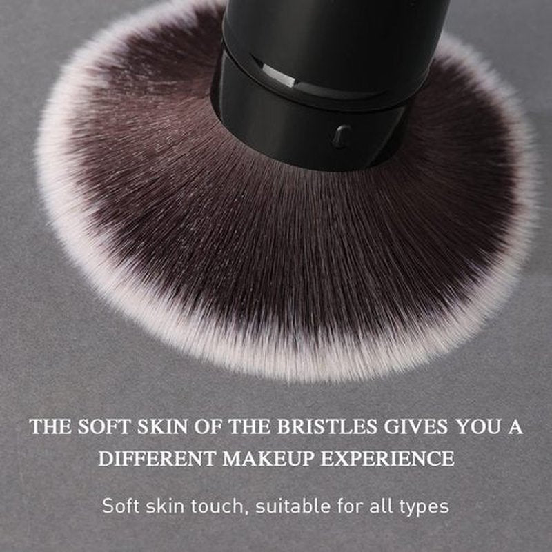 Retractable Kabuki Makeup Brushes 2 Pcs Foundation Blush Brushes Set Portable Powder Brushes with Flat and Angled Top for Liquid Cream Cosmetics Travel. (Orange black)