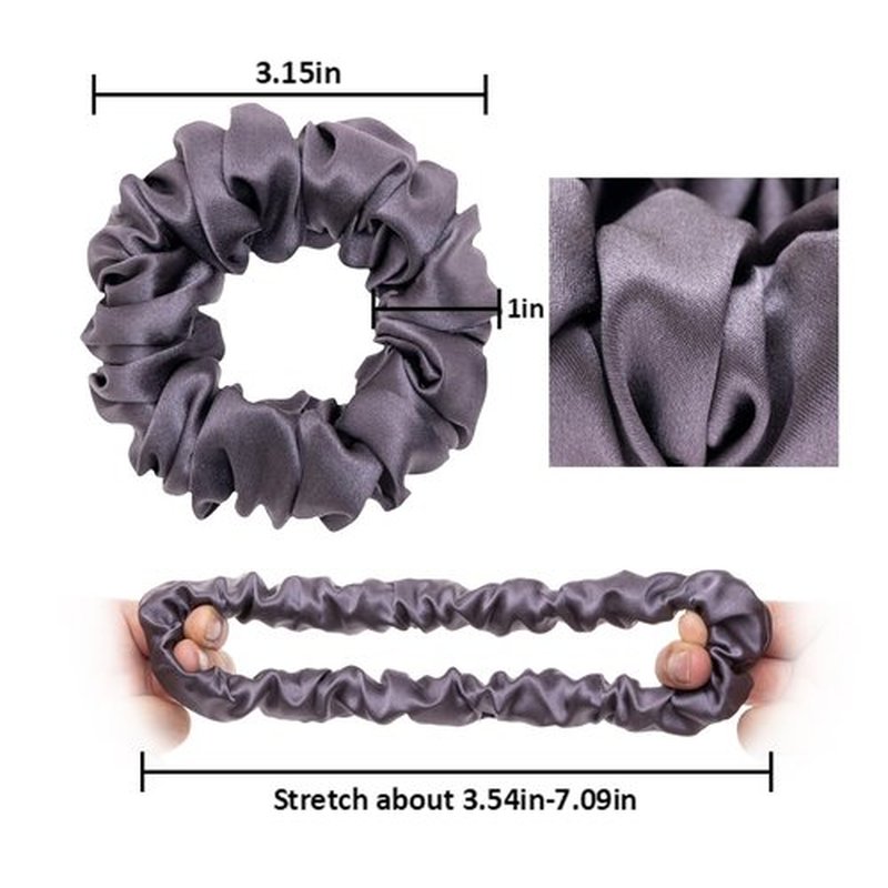MurierSilk Silk Hair Scrunchies, 100% Pure Mulberry Silk Hair Ties for Women Grils, 3 Count Medium (Red, Charcoal gray, Pink) - Hair Accessories Prevents Hair From Frizz And Breakage