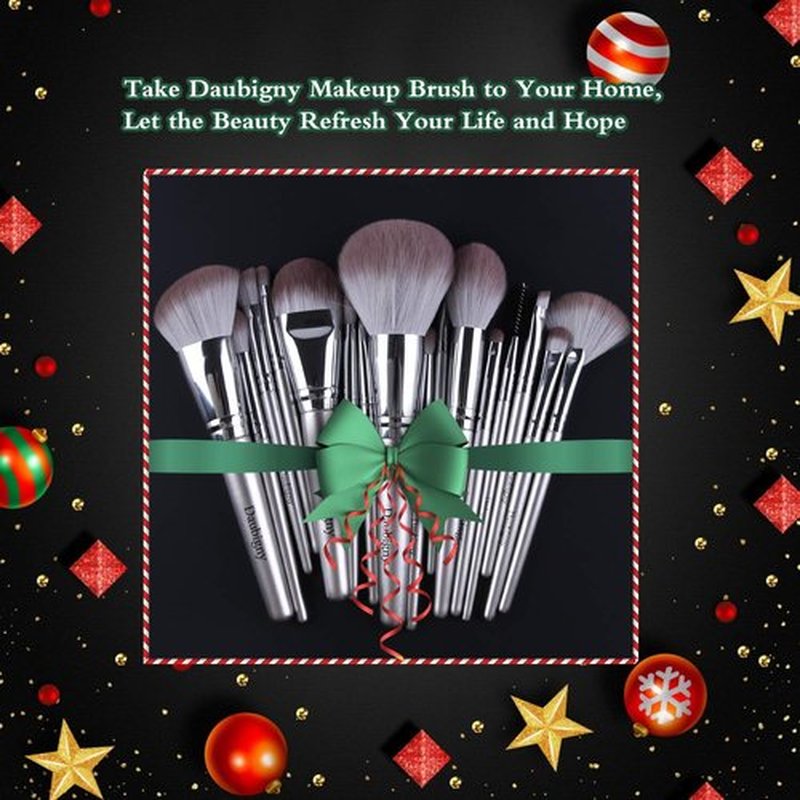Makeup Brushes,Daubigny 16Pcs Silver Premium Synthetic Makeup Brush Set with Professional Foundation Brushes Powder Concealers Eye shadows Blush Makeup Brush for Perfect Makeup