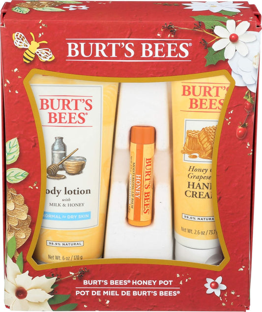 Burt's Bees Honey Pot Gift Set | 3 Natural Skin Care Products - Body Lotion, Hand Cream & Lip Balm