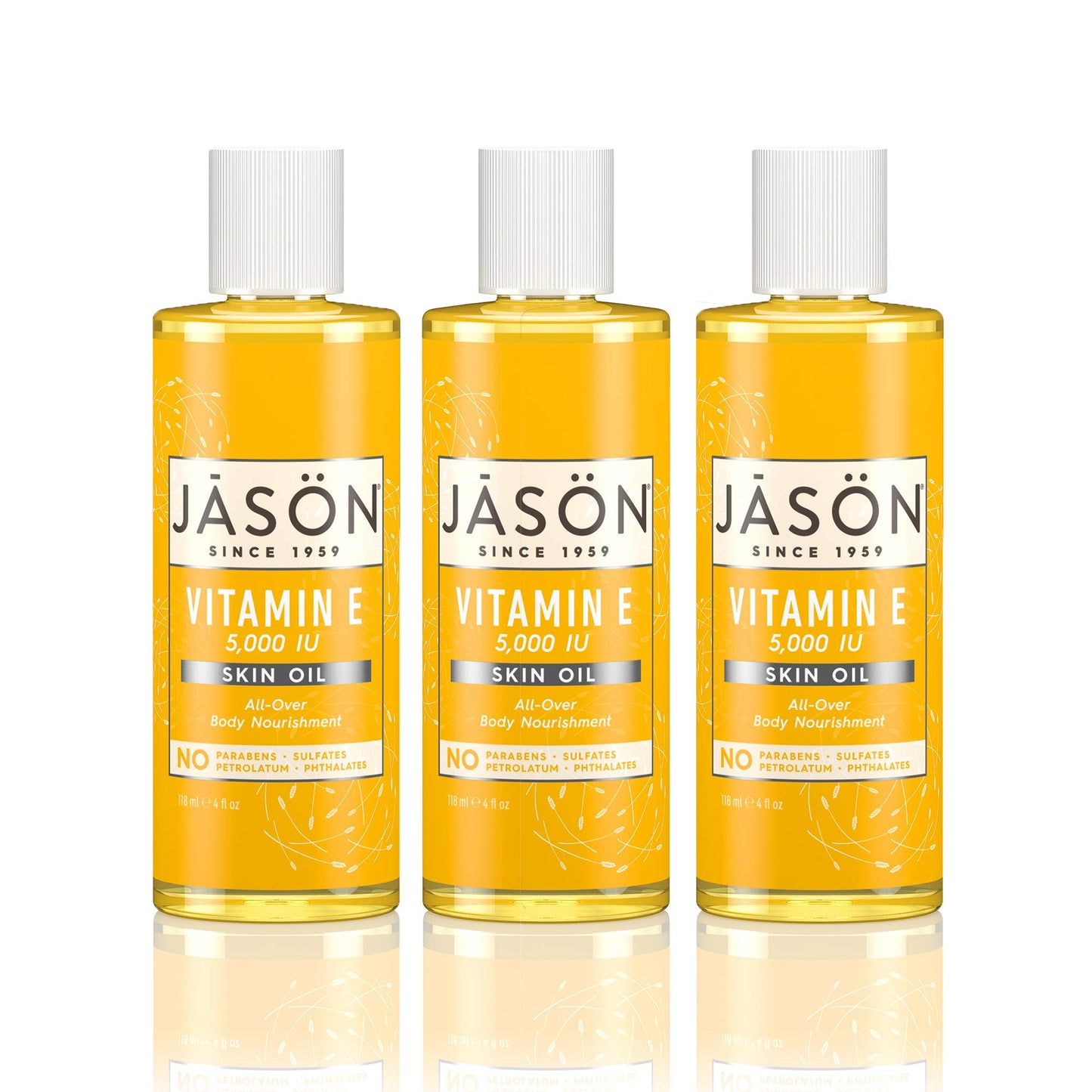 JASON Vitamin E 5,000 IU All Over Body Nourishment Oil, 4 oz. (Pack of 3) (Packaging May Vary)