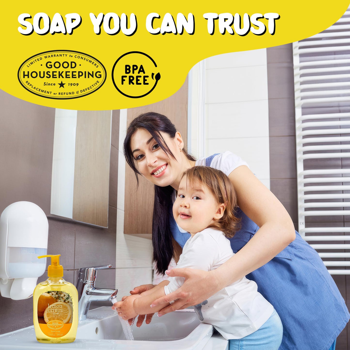 SIMPLE PLEASURES Lemon Citrus Hand Soap Refill Set, 7.9oz + 59oz
