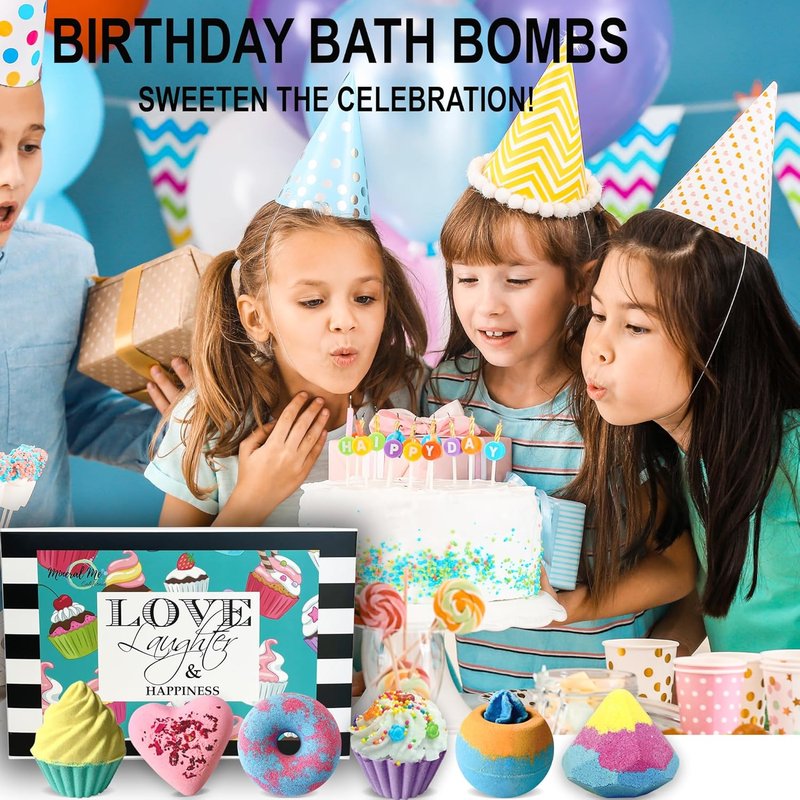 Organic Bath Bombs Gift Set - 6 Natural Aromatherapy Fizzy Bombs | Moisturizing Bubble Bath for Girls Ages 8-12