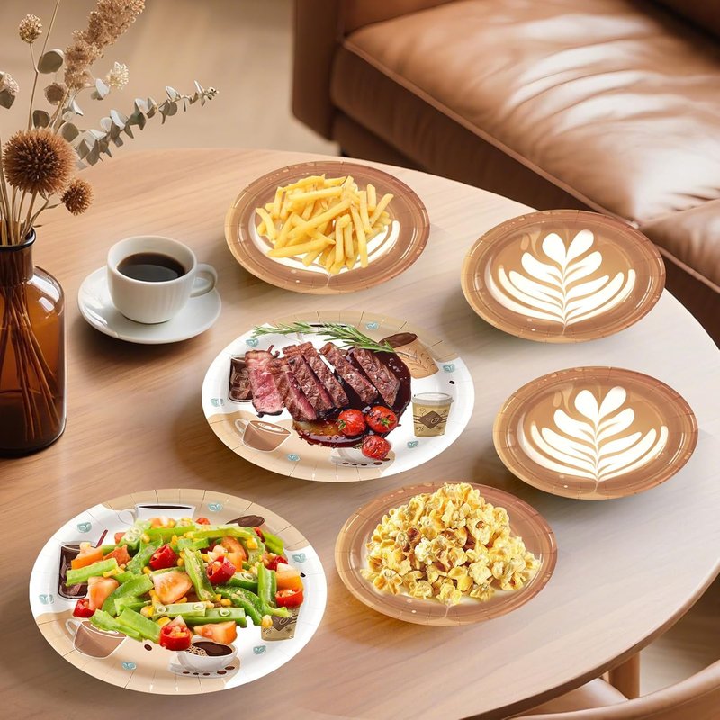 Coffee Party Supplies Set - 180 Pcs Paper Plates & Napkins for 60 Guests | Fun Theme for Baby Showers & Birthdays