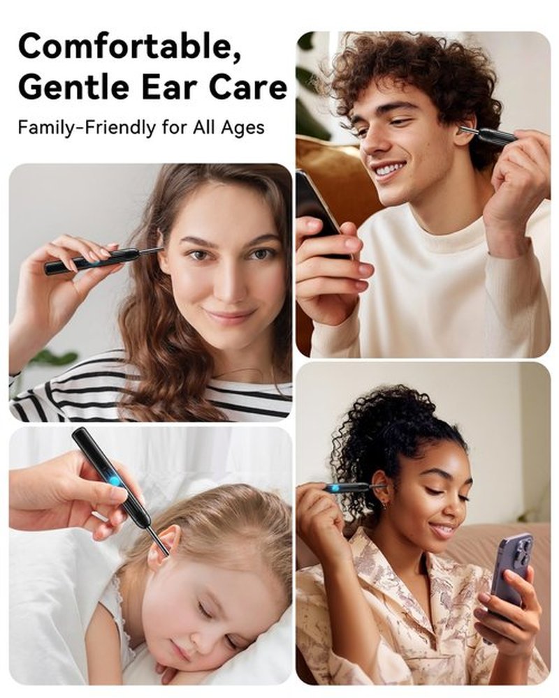 Ear Wax Removal Tool Camera, 1080P HD Scope and 6 LED Lights, Ear Cleaner with Camera, Ear Cleaning Kit - Earwax Remover Tool with 5 Spoon (Onyx)