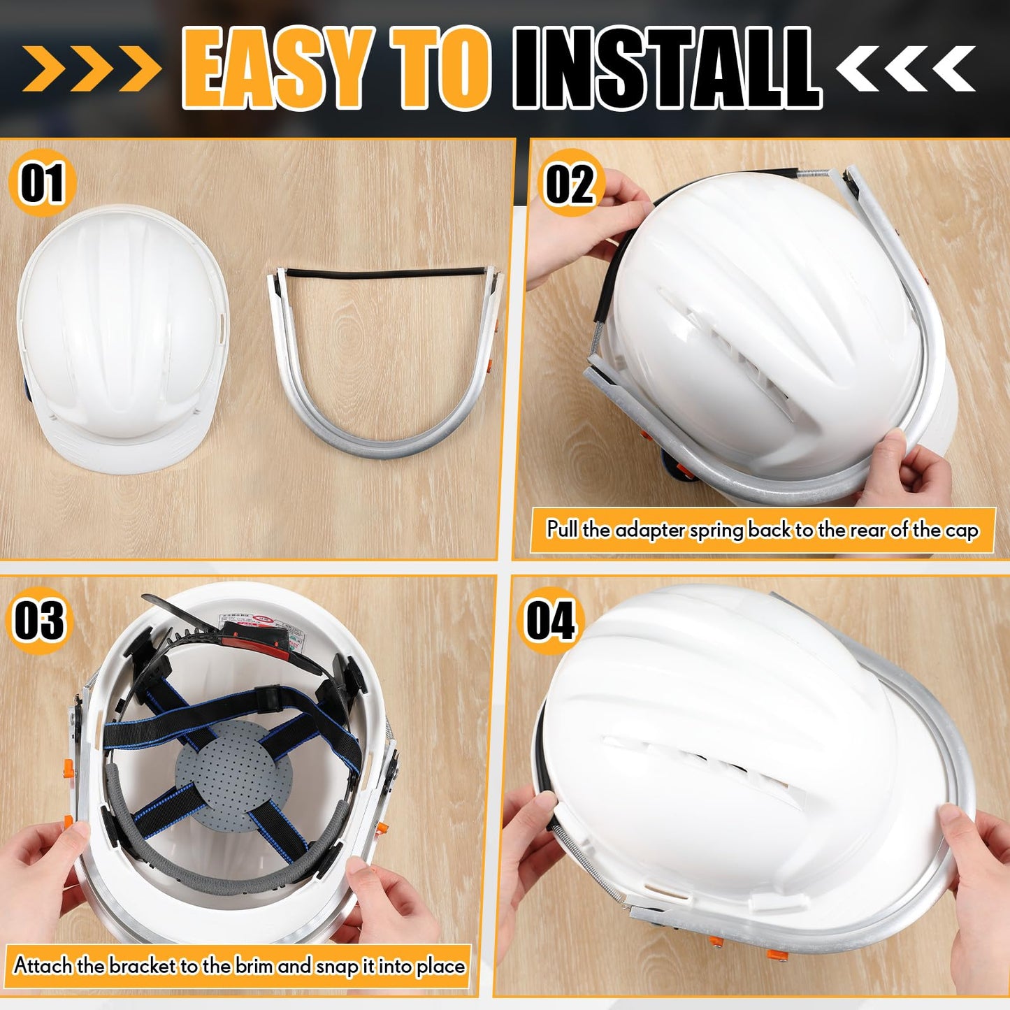 Zonon 6 Pcs Aluminum Face Shield Adapter for Grinding Cutting Cap Style Hard Hat Safety Face Mask Shield Visor Bracket (White)