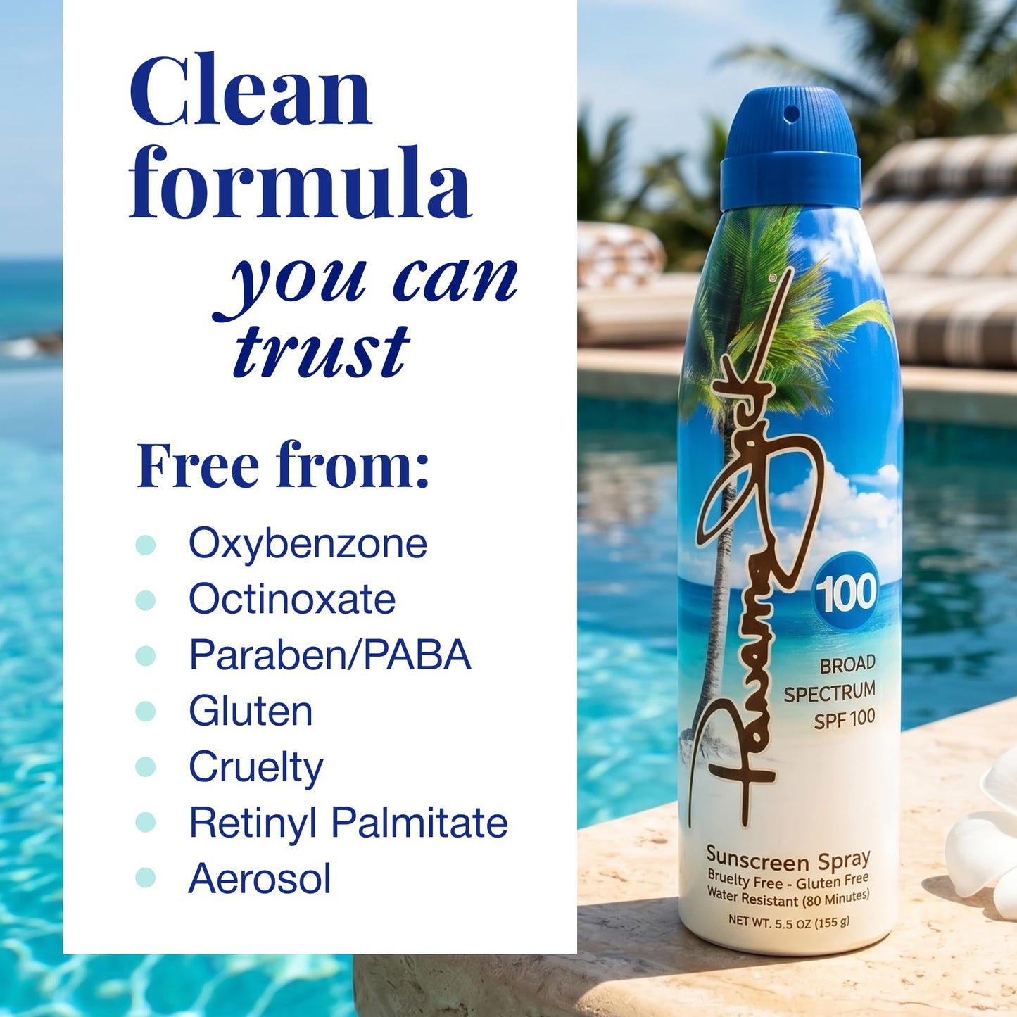 Panama Jack Continuous Spray Sunscreen SPF 100 - Broad Spectrum, Water Resistant, Sunblock - 5.5 Oz, 12 Pack
