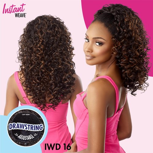 Sensationnel Instant Weave Half wig - IWD 17 synthetic half wig or updo cap with adjustable drawstring for seamless hair blending - IW Drawstring 17 (2 DARKBROWN)