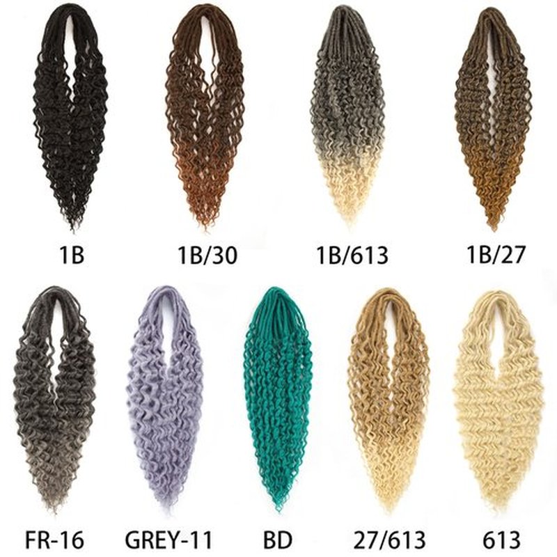Double Ended Wavy Dreadlock Extensions with Curly Ends Synthetic Hair 20Strands 24Inch Handmade Reggae Braids Hip-hop Style(Curly Ends 20Strands,1B/27)