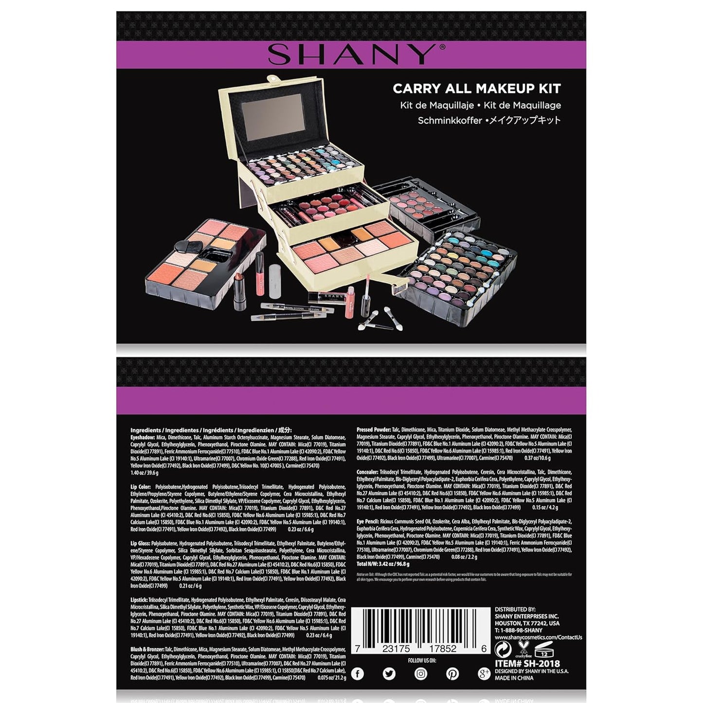 SHANY All In One Makeup Set, Eyeshadow, Blushes, Face Powder, Lipstick, Eye liners, Make up Pencils and Cosmetics Mirror - Makeup Kit With Reusable Storage Beauty Box - Red