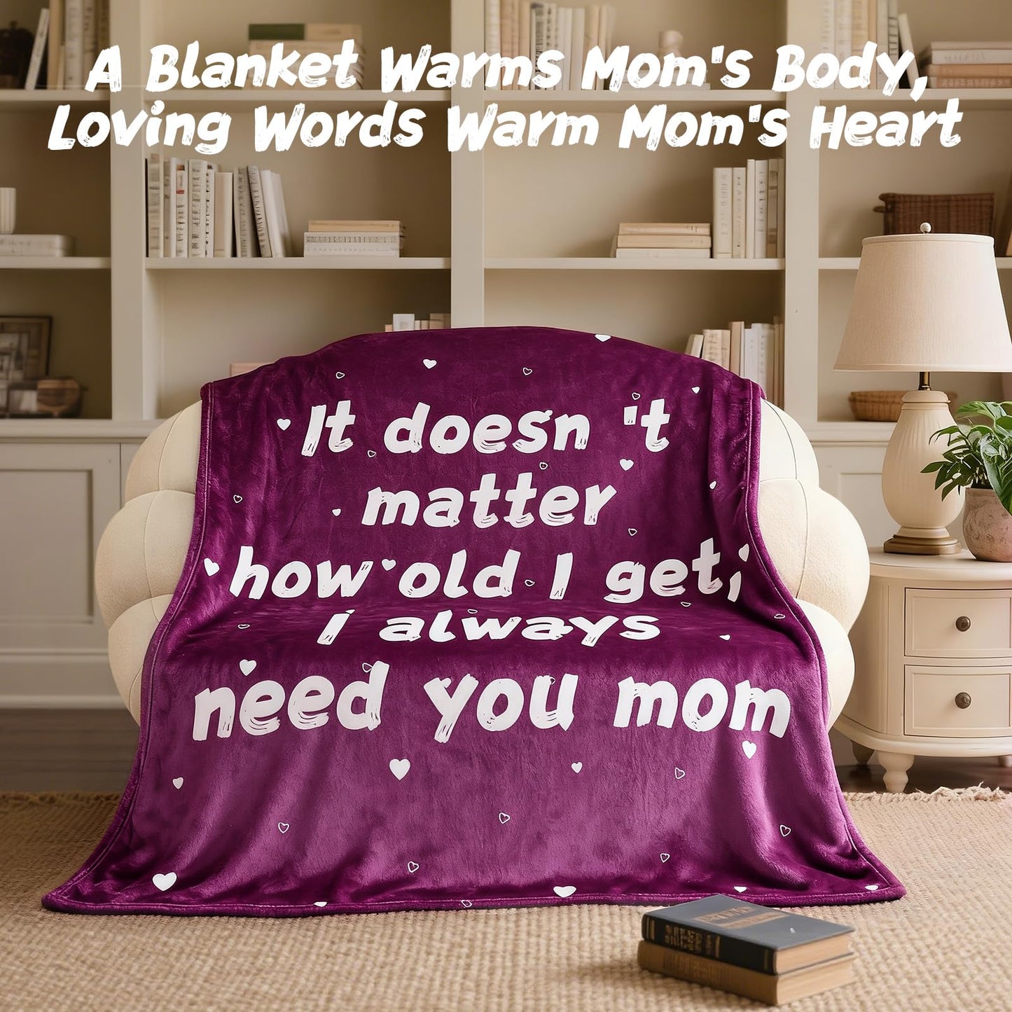 Gifts for Mom - Mom Gifts for Mother's Day Birthday Christmas - Love Mom's Blanket Soft Flannel Throw Blanket 60x50'' (Plum Purple)