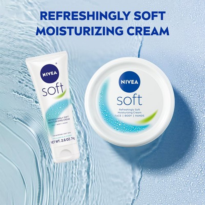 Nivea Soft Refreshingly Moisturizing Face, Body and Hand Cream, 3 Pack of 6.8 Oz Jars
