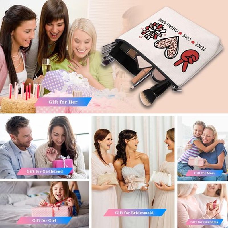 CEASQVAA Cheer leading Gifts for Women, Makeup Cosmetic Bag Gifts for Cheer-leading Women Friends, Birthday Gifts for Cheerleader travel Makeup Pouch
