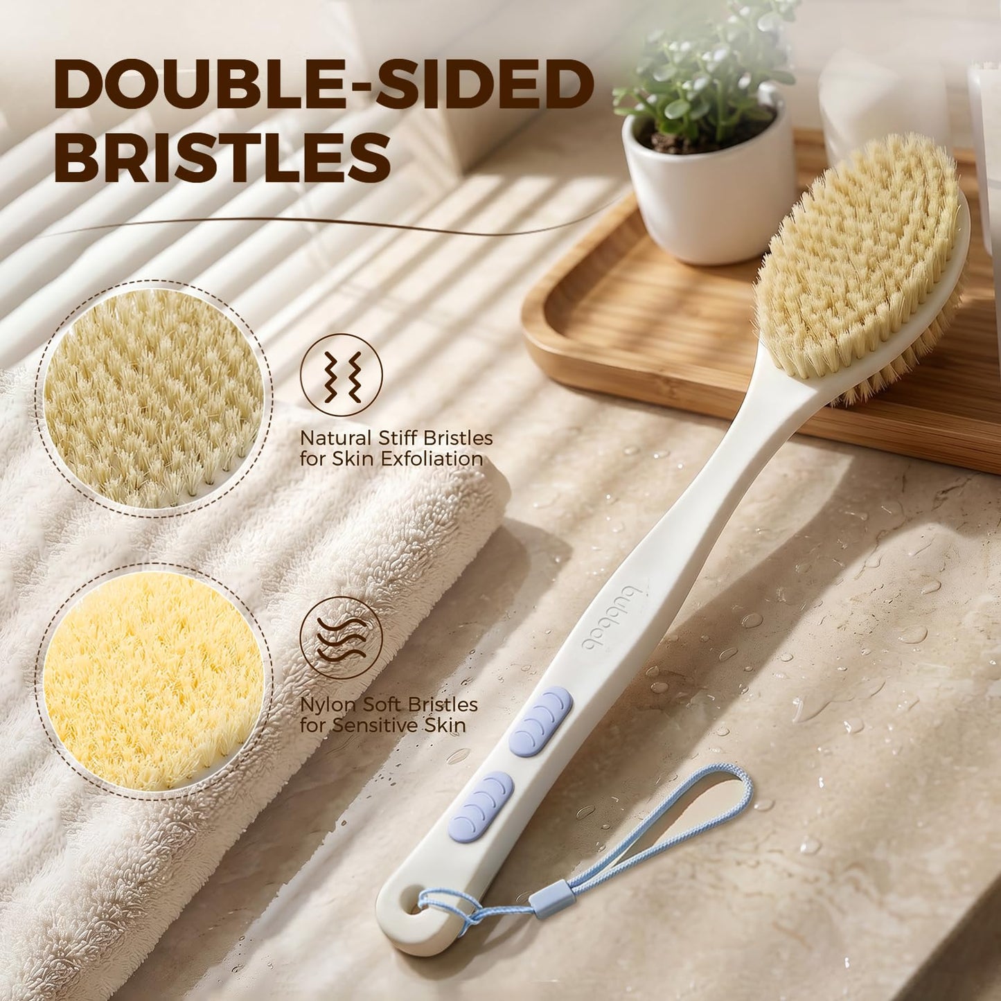 Bubbob Back Scrubber for Shower with Long Handle, Blue