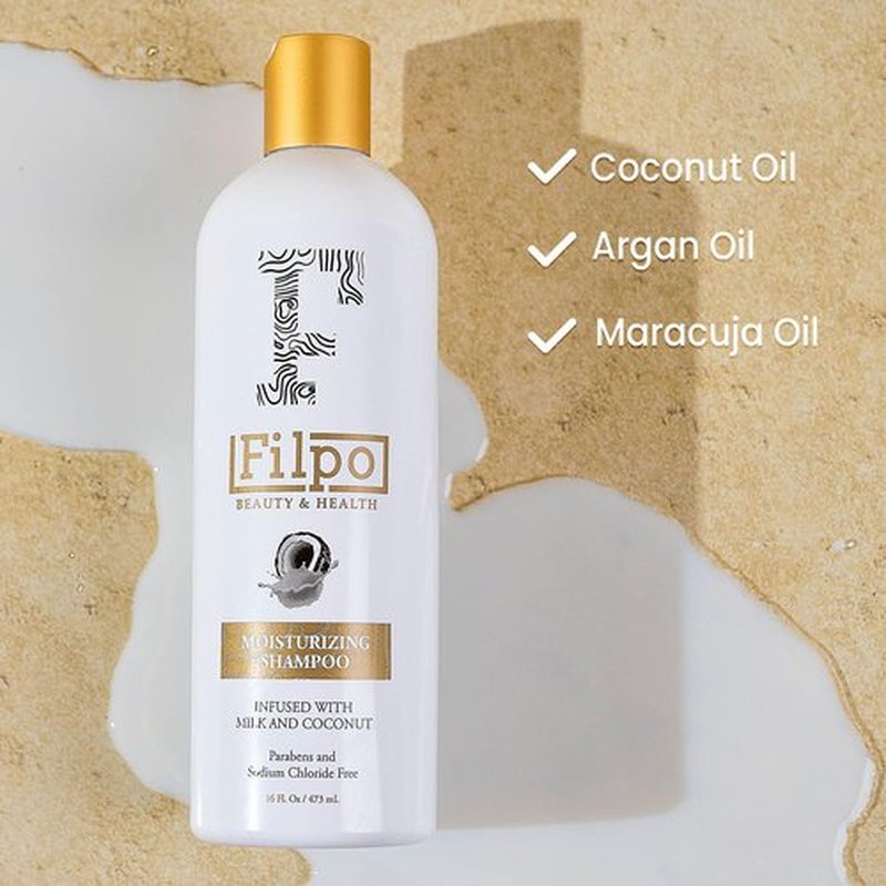 FILPO Coconut Milk Moisturizing Shampoo - Sulfate Free with Coconut Oil and Argan Oil, Clarifying for Natural and Curly Hair Care