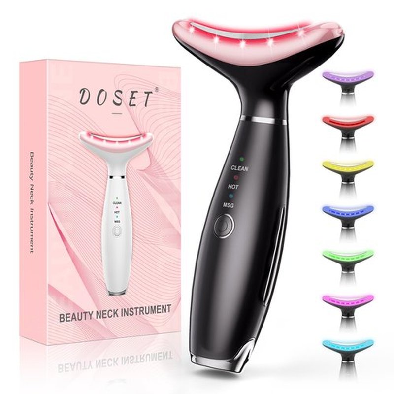 Anti 𝖶rinkles Facial Massager Red-Light-Therapy-for-Face and Neck, Face 𝖲 culpting Tool with 7 Color, at-Home Face Tool for Skin Care (Black)