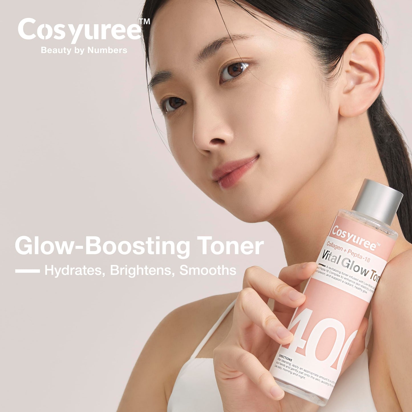 Cosyuree Collagen + Pepta-18 Vital Glow Toner, pH 5.5 Toner, pH Balancing, Absorbing Boost, Calming Skin, Refreshing, Hydrating, Purifying, Korean Skincare, 200ml/6.76 fl.oz