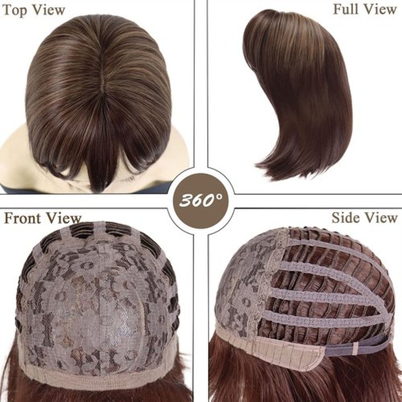 GNIMEGIL Mixed Brown Wigs for Women Short Bob Wig with Bangs Straight Hair Styles Deer Anime Cosplay Wigs Halloween Costume for Women