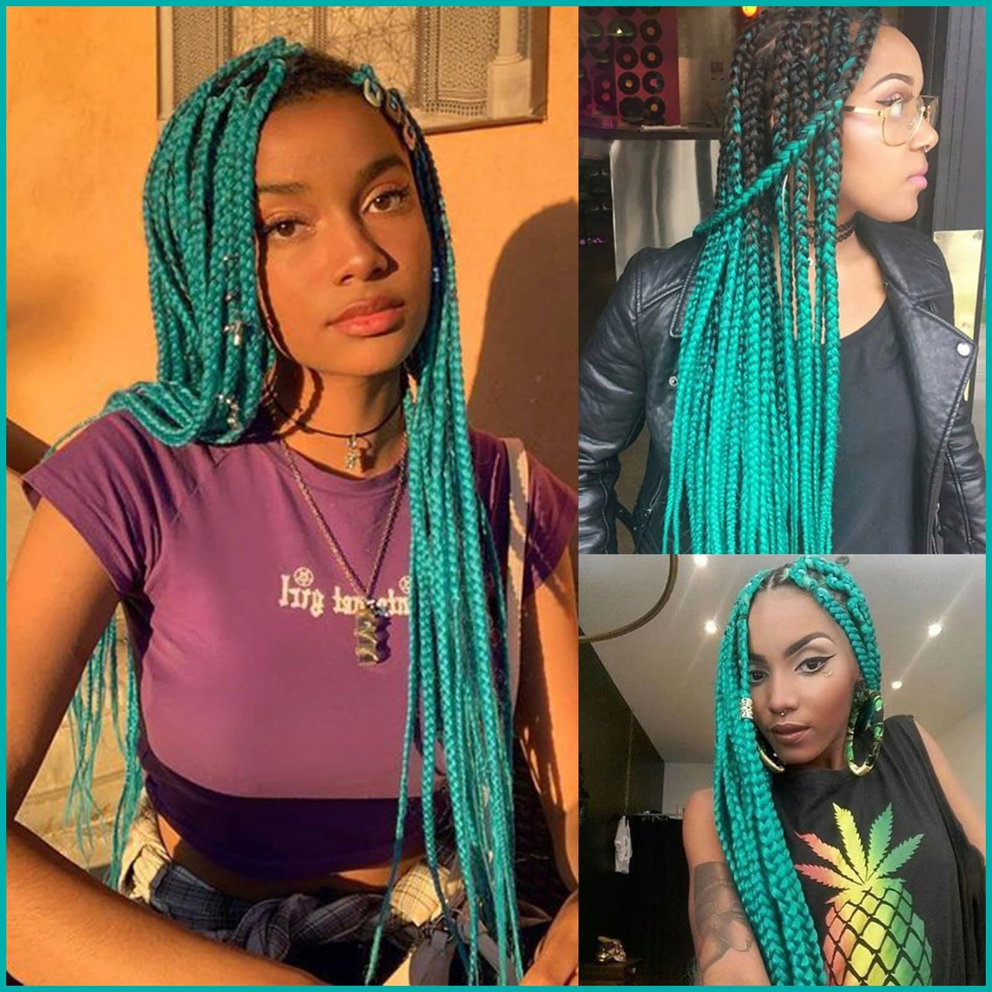 RUN SHUI Lake Green Pre stretched Braiding Hair 2 Packs Pre feathered Braid Hair Extensions 30 Inches Hair Braids