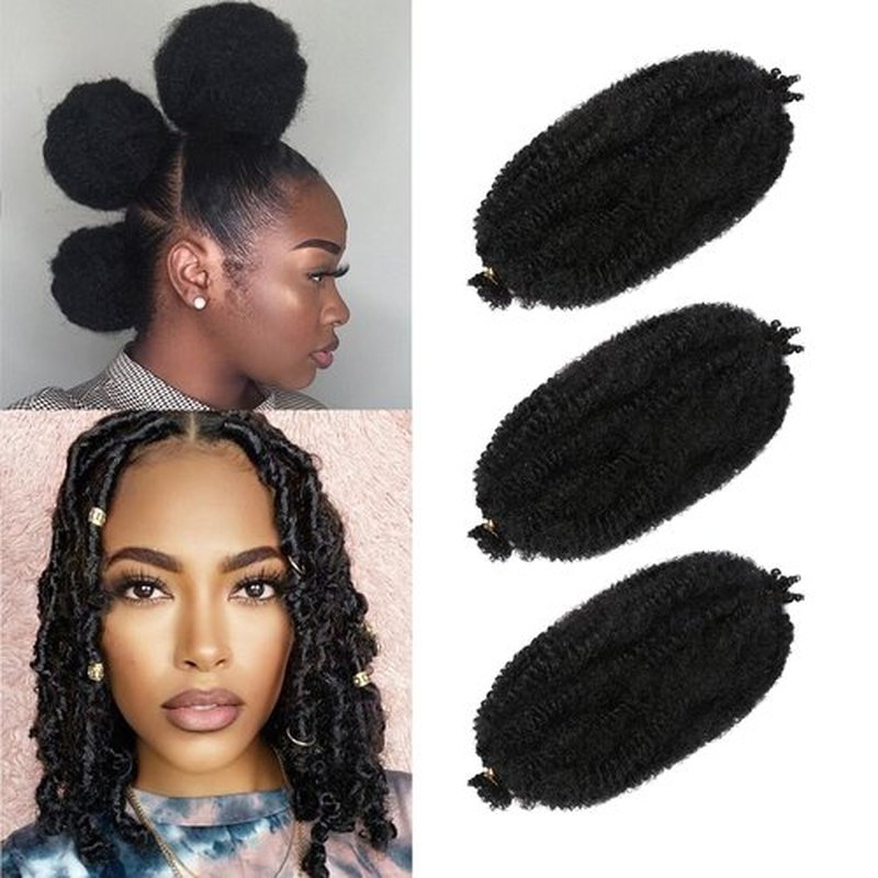 Marley Twist Braiding Hair 12 Inch 3 Packs Black Afro Twist Hair Pre Separated Afro Spring Twist Hair Pre Stretched Afro Kinky Twist Hair for Soft Locs Synthetic Marley Hair Extensions (12Inch,1B)