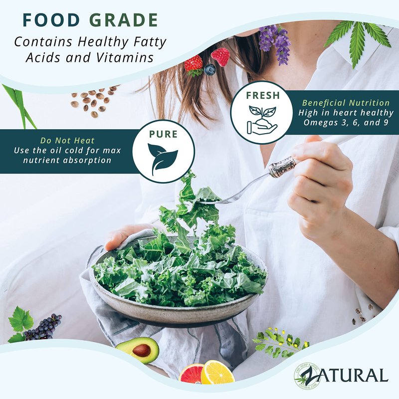 Zatural 100% Pure Cold Pressed Grapeseed Oil – Naturally Grown Virgin, High Smoke Point 450°F+, Non-GMO, Perfect for Cooking Frying Baking, Dressings Marinades & Skincare Hair (16 Fl oz)