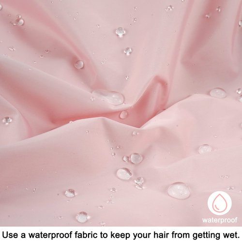 Reusable Shower Cap for Women, Large Waterproof Shower Bonnet Washable Elastic Band Bath Hair Hat for Long Hair, Braids(Pink&Black)