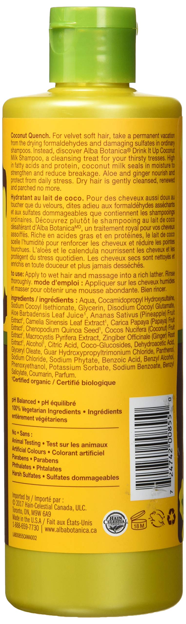 Alba Botanica Hawaiian Shampoo, Coconut Milk 12 oz (Pack of 4)